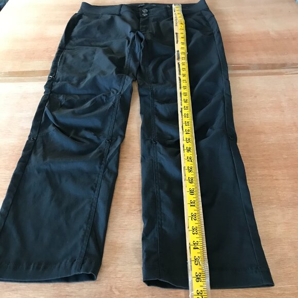 Prana Halle Straight Pants Women 12 Black Mid Rise Zip Pocket UPF 50+ Outdoor - Picture 4 of 16